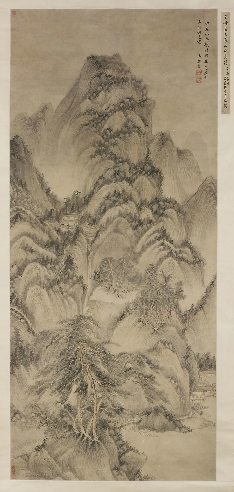 Landscape after Wang Meng, by Wang Shimin, unspecified, 1636