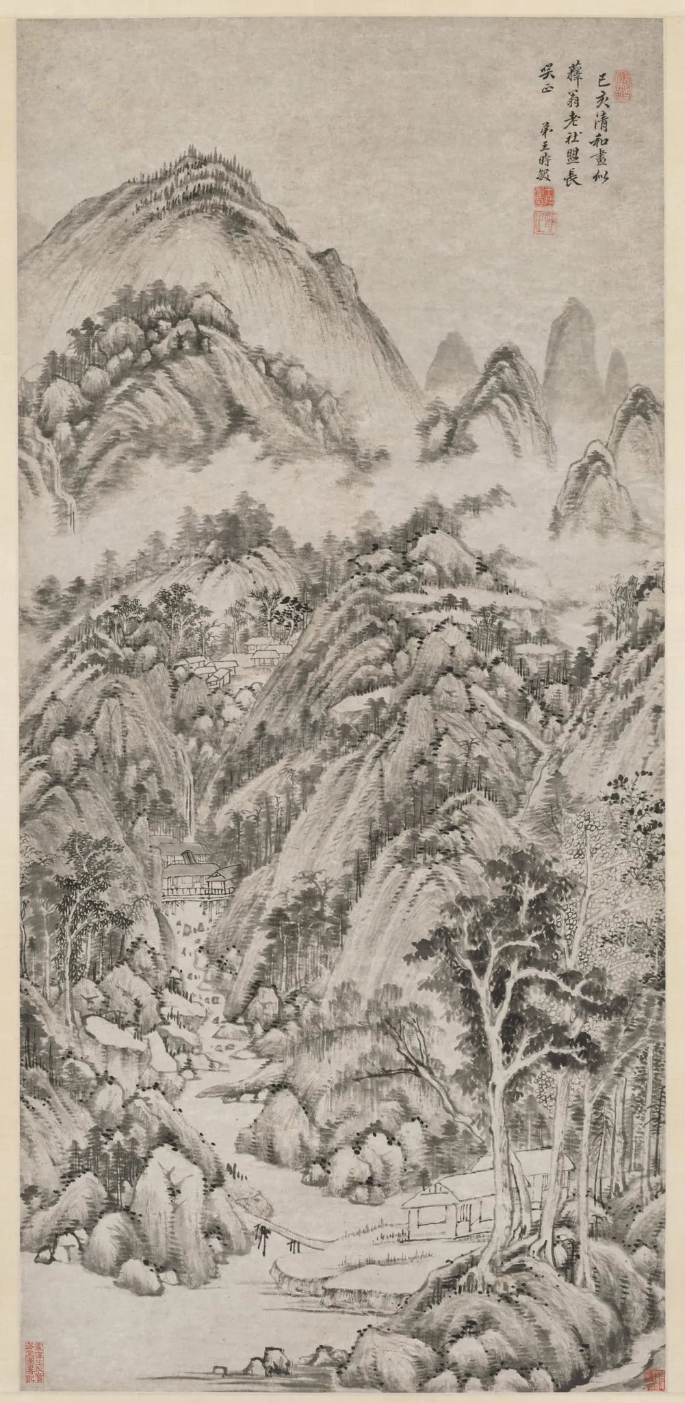 Mountain Village Embraced by the Summer, by Wang Shimin, unspecified, 1659