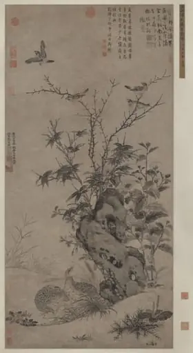 Quails and Sparrows in an Autumn Scene, by Wang Yuan