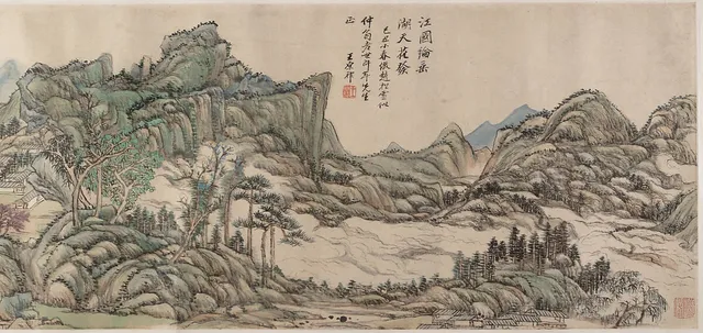 清  王原祁  江國垂綸圖  卷|Fishing in River Country at Blossom Time