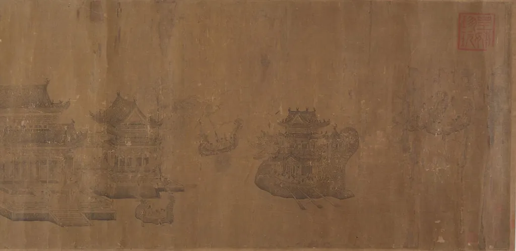 元 佚名 臨王振鵬 金明池圖 卷|Dragon Boat Regatta on Jinming Lake, by Wang Zhenpeng, ink, 1334