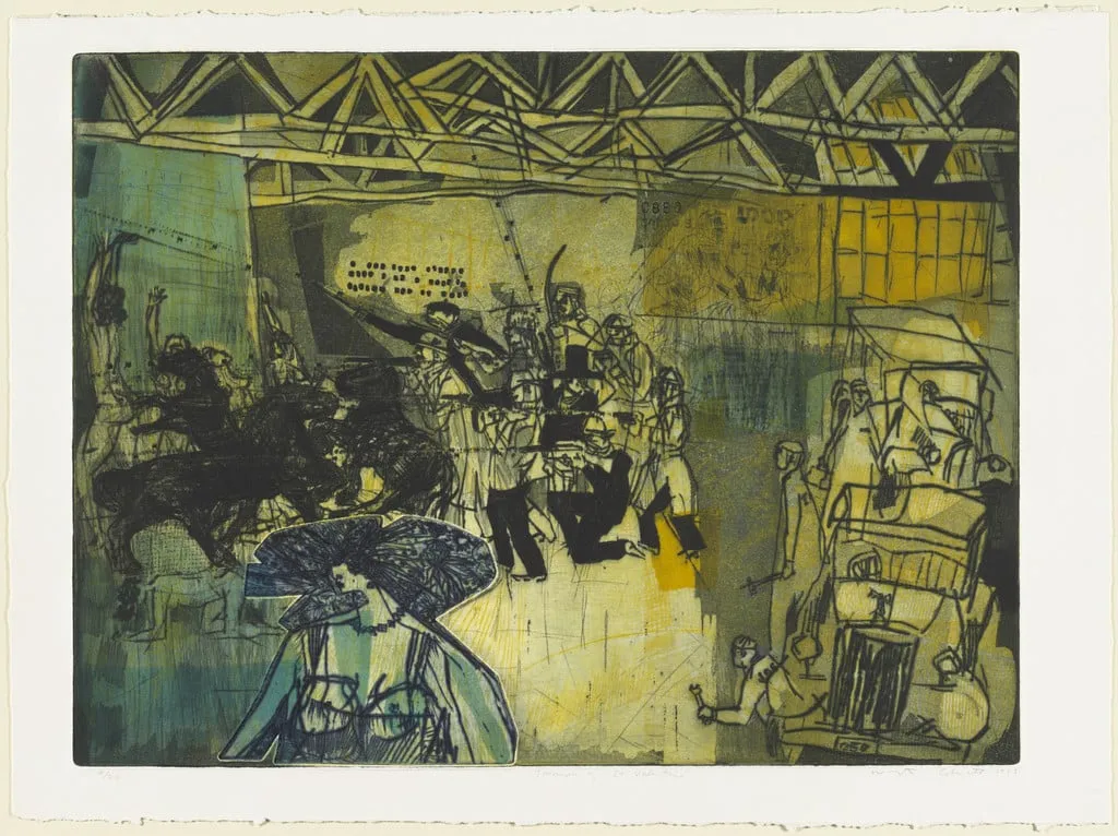 Untitled, by Warrington Colescott, ink, 1963