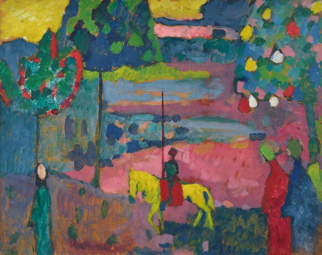 Lancer in Landscape, by Wassily Kandinsky, oil, 1908