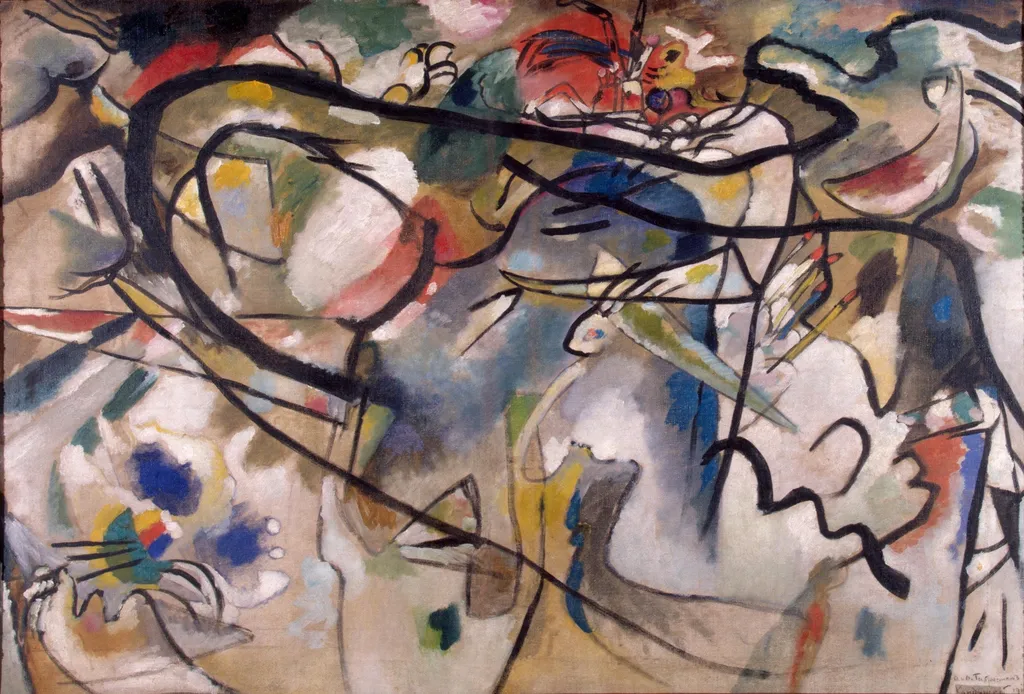 Sketch for Composition V, by Wassily Kandinsky, oil, 1911