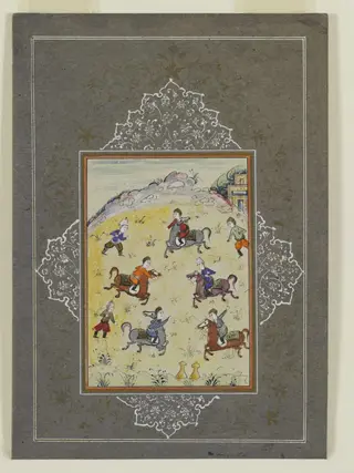 Watercolour of a polo match