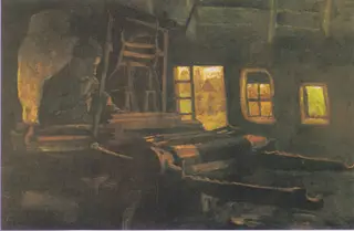 Weaver, Interior with Three Small Windows