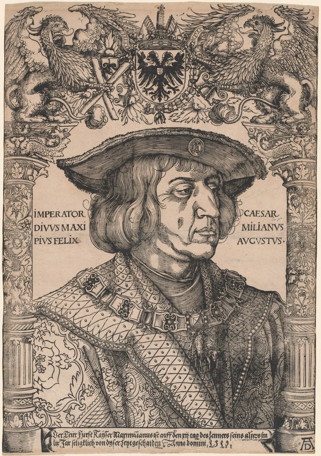 Emperor Maximilian I, by Weiditz, II, Hans, ink, 1519