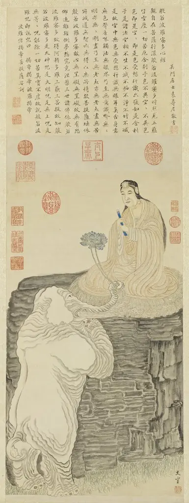 An Elephant Making an Offering to a Bodhisattva