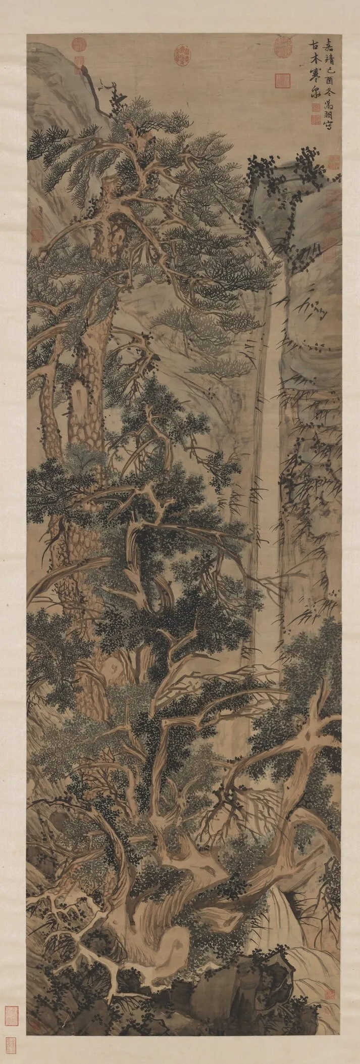 明文徵明古木寒泉 軸, by Wen Zhengming, unspecified, 1549