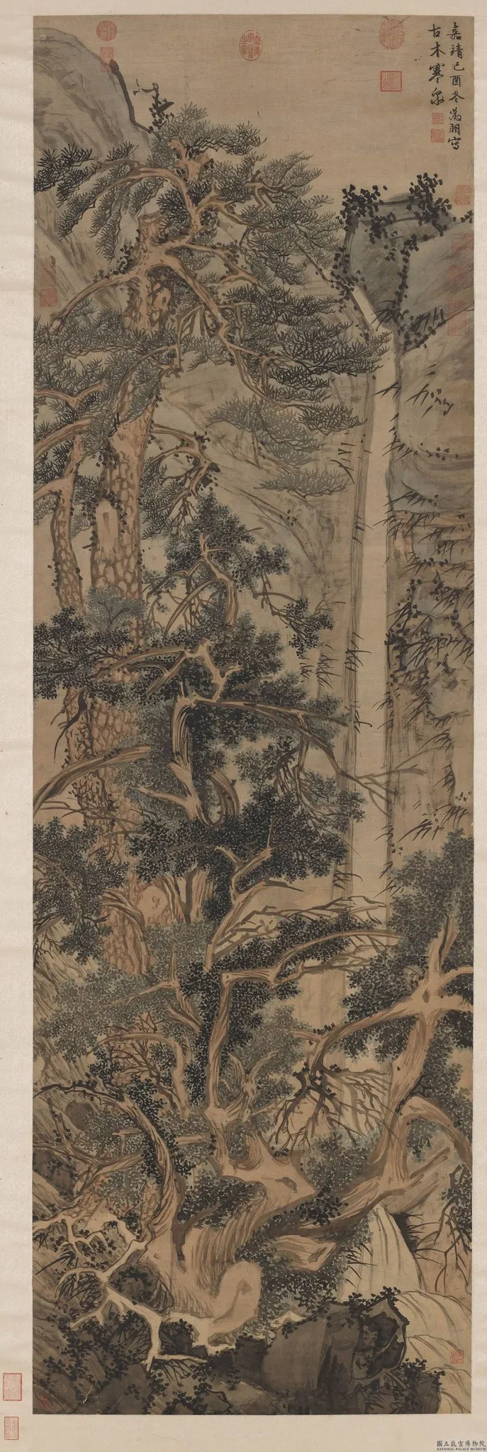 Old Trees by a Cold Waterfall, by Wen Zhengming, unspecified, 1549