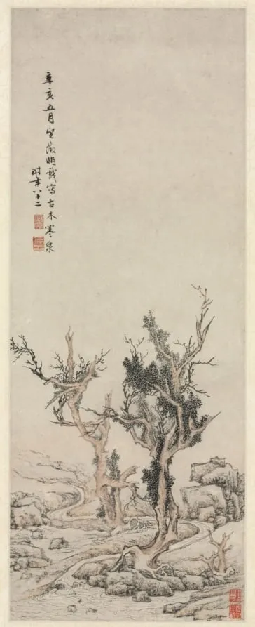 Old Trees by a Wintry Brook, by Wen Zhengming, unspecified, 1551