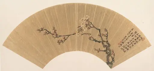 明/清   文止   疏影橫斜   扇|Plum Blossoms, by Wen Zhi