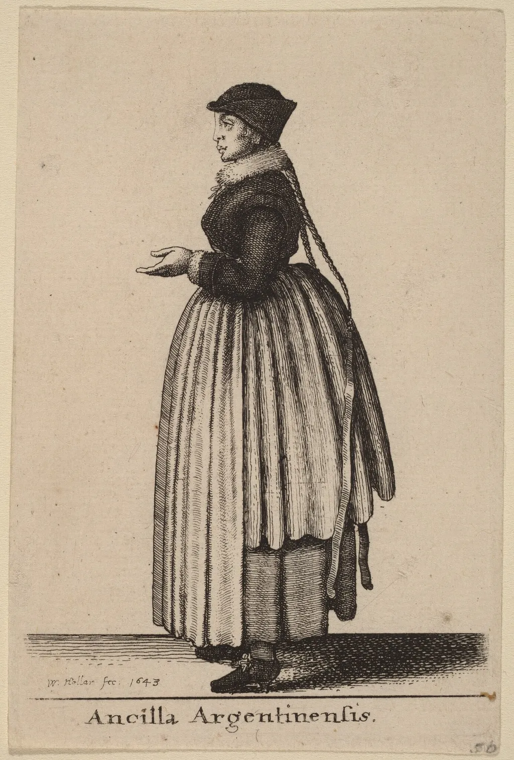 Ancilla Argentinensis, by Wenceslaus Hollar, ink, 1643
