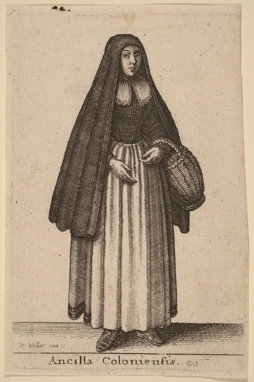 Ancilla Coloniensis, by Wenceslaus Hollar, ink, 1643