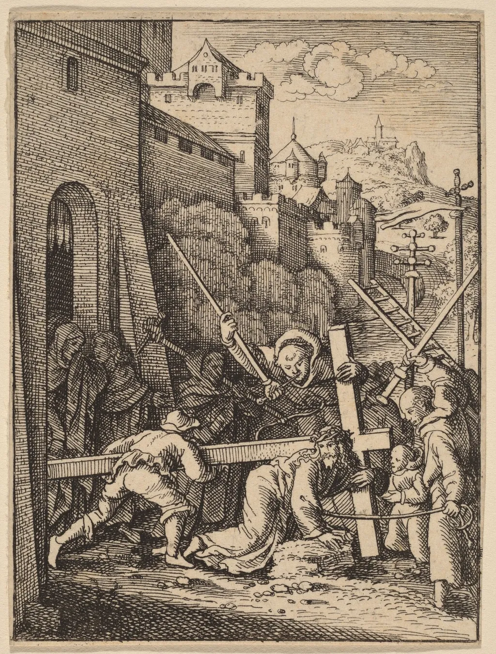 Carrying the Cross, by Wenceslaus Hollar, ink, 1642