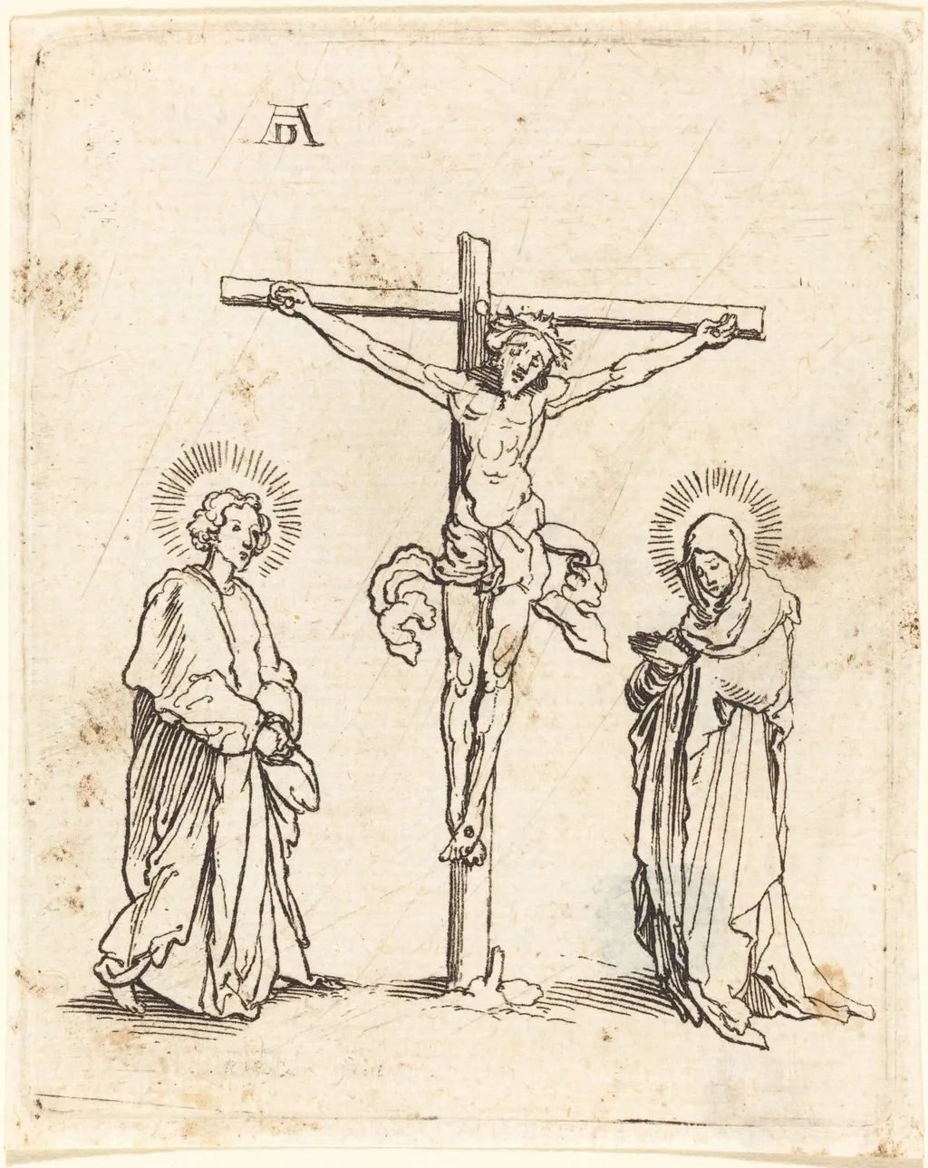 Christ on the Cross Between Saint John and Mary, by Wenceslaus Hollar, ink, 1642