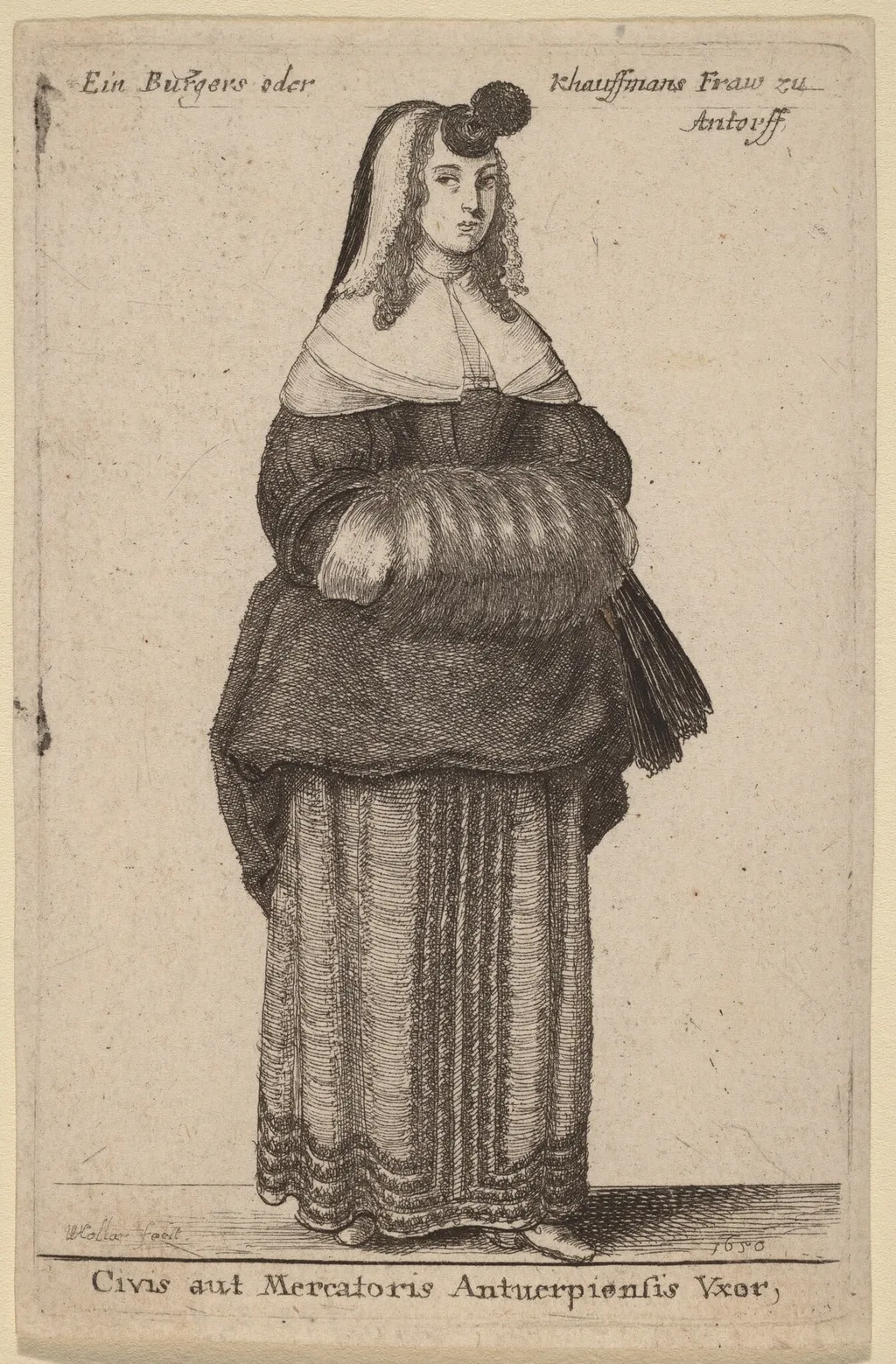 Ciuis aut Mercatoris Antuerpiensis Vxor, by Wenceslaus Hollar, ink, 1650