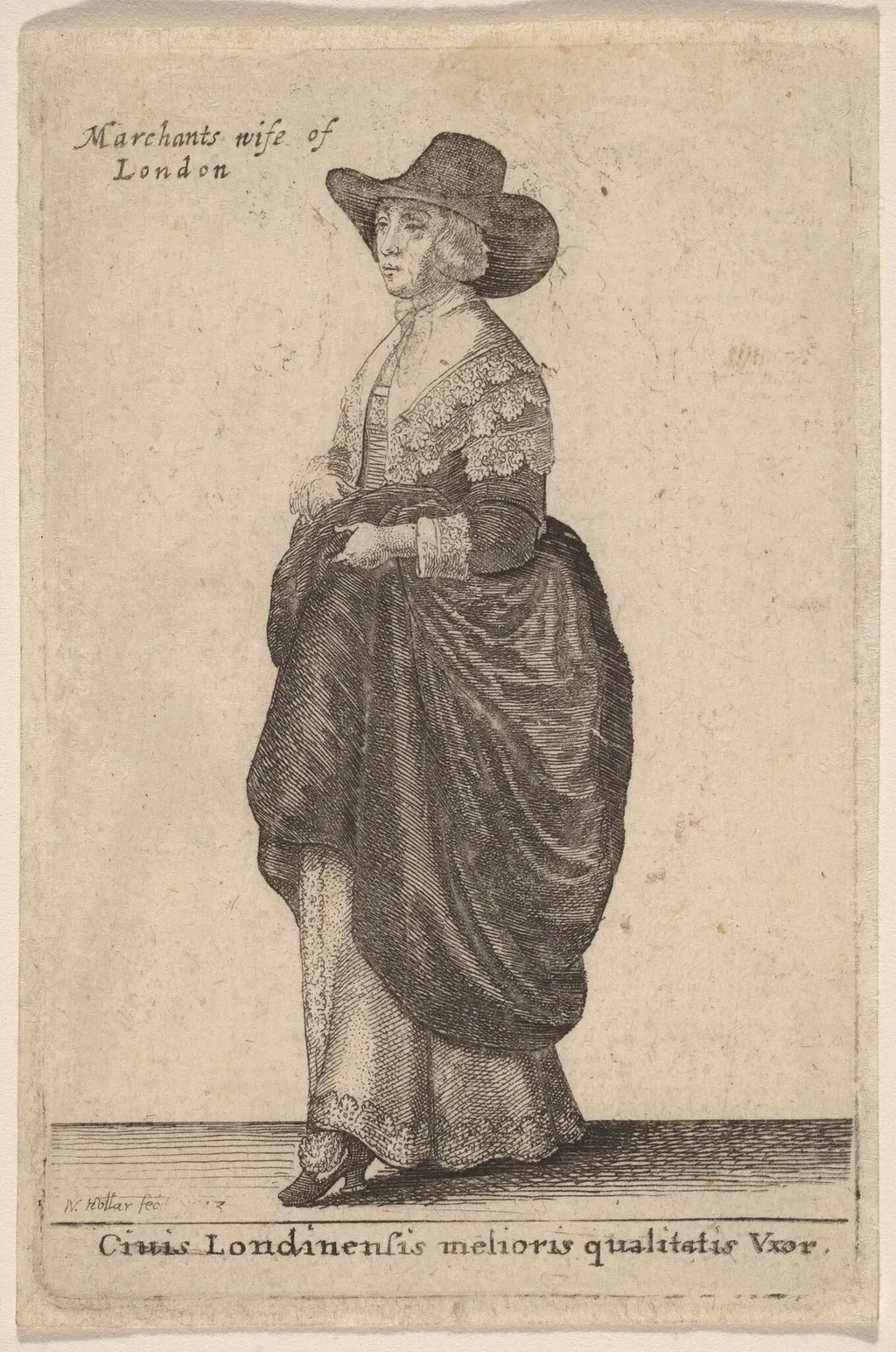 Ciuis Londinensis Melioris Qualitatis Vxor, by Wenceslaus Hollar, ink, 1643