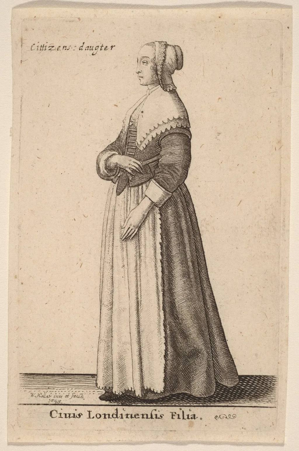 Civis Londinensis Filia, by Wenceslaus Hollar, ink, 1643