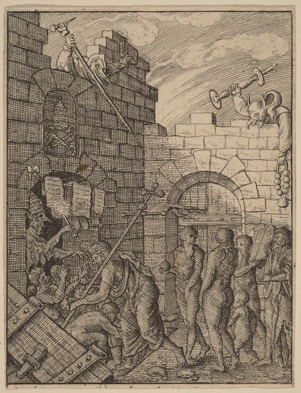 Descent into Hell, by Wenceslaus Hollar, ink, 1642