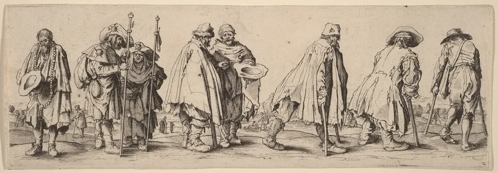 Eight Beggars, by Wenceslaus Hollar, ink, 1630