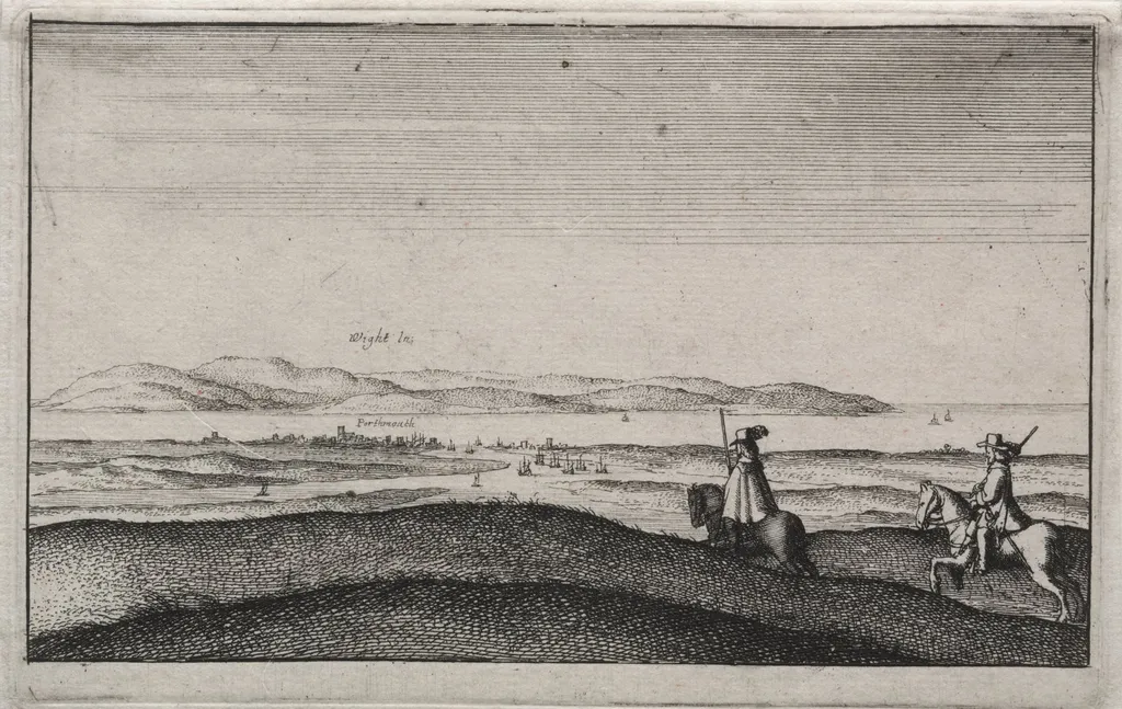 English Views: Isle of Wight from Portsmouth, by Wenceslaus Hollar, 1652