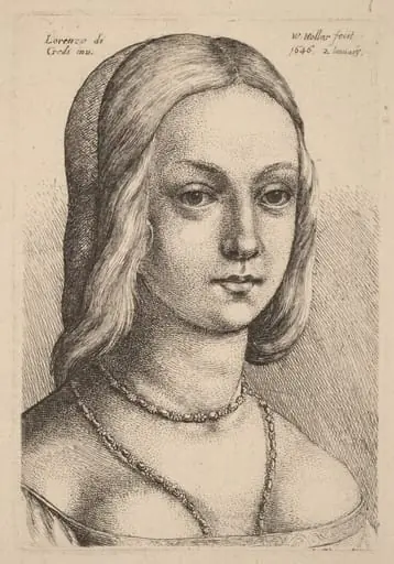 Head of Woman Looking Right, by Wenceslaus Hollar