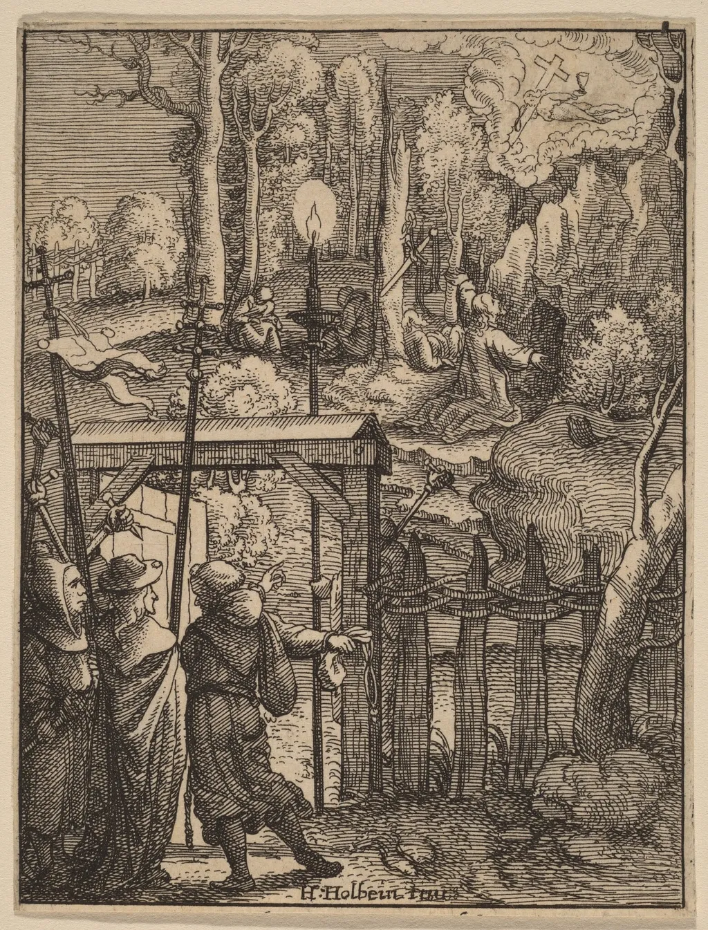Jesus on the Mount of Olives, by Wenceslaus Hollar, ink, 1642