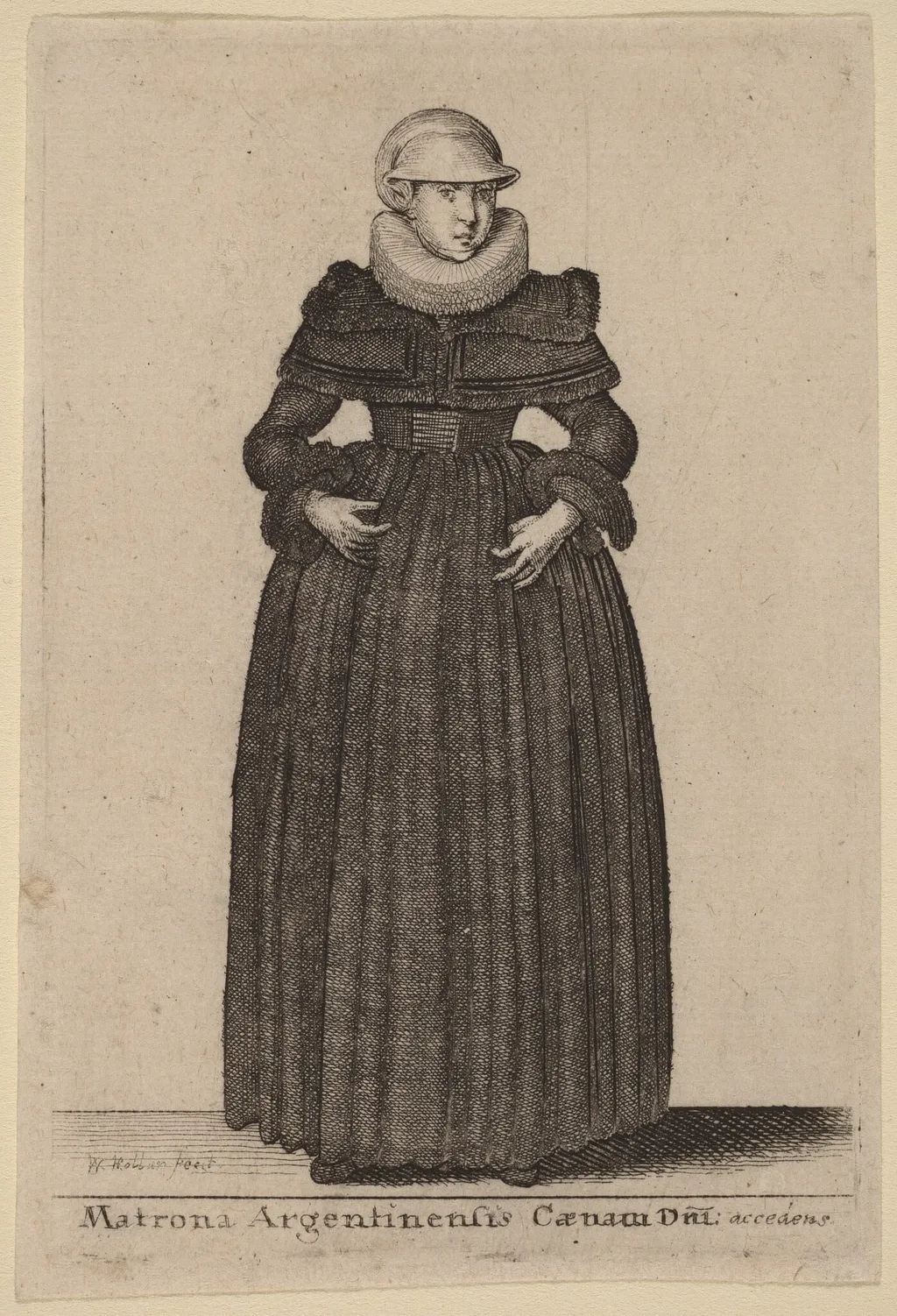 Matrona Argentinensis Caenam Dni Accedens e des Nymphs), by Wenceslaus Hollar, ink, 1647