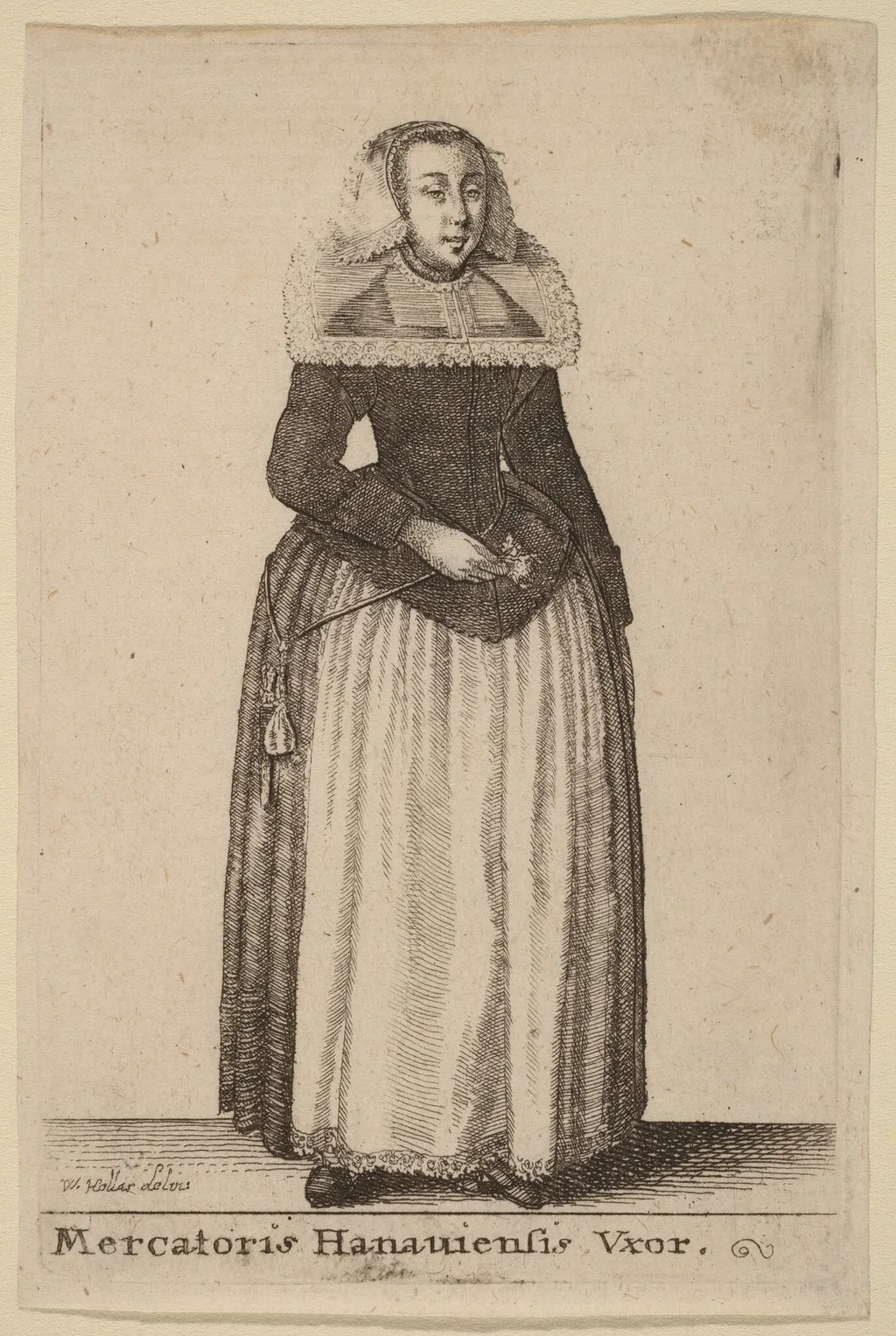 Mercantoris Hanauiensis Vxor, by Wenceslaus Hollar, ink, 1647