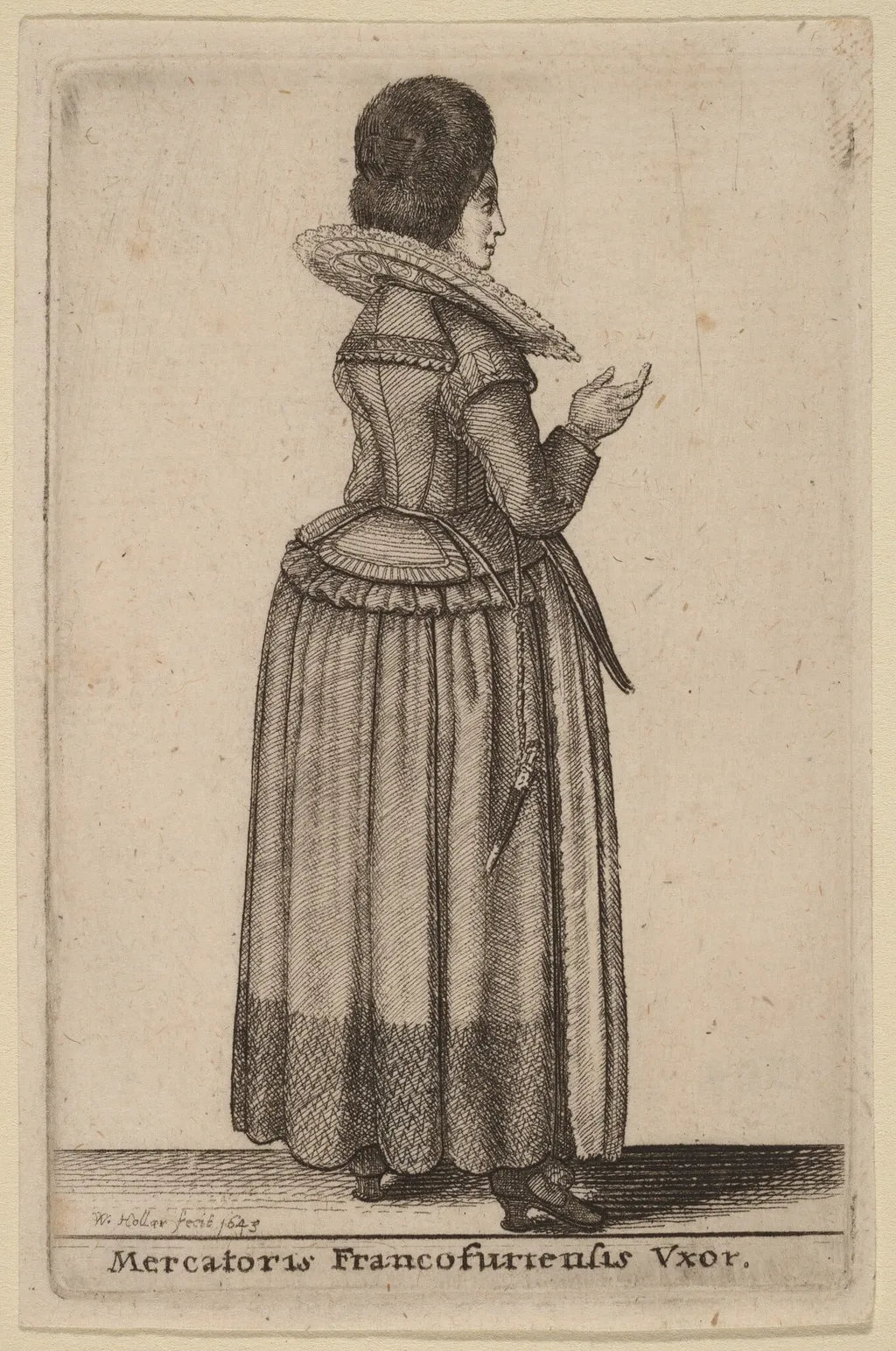 Mercatoris Francofurtensis Vxor, by Wenceslaus Hollar, ink, 1643