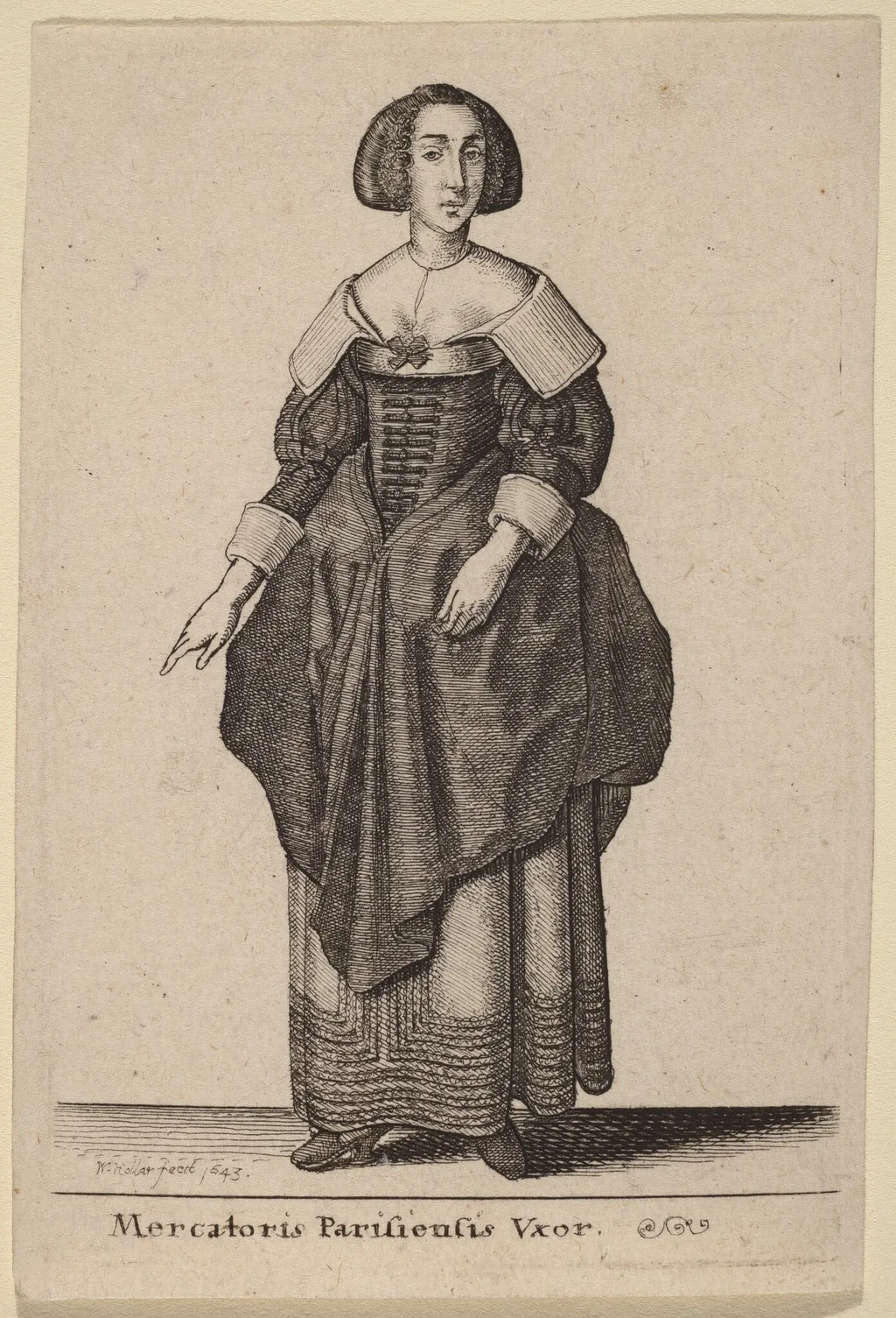Mercatoris Parisiensis Vxor, by Wenceslaus Hollar, ink, 1643