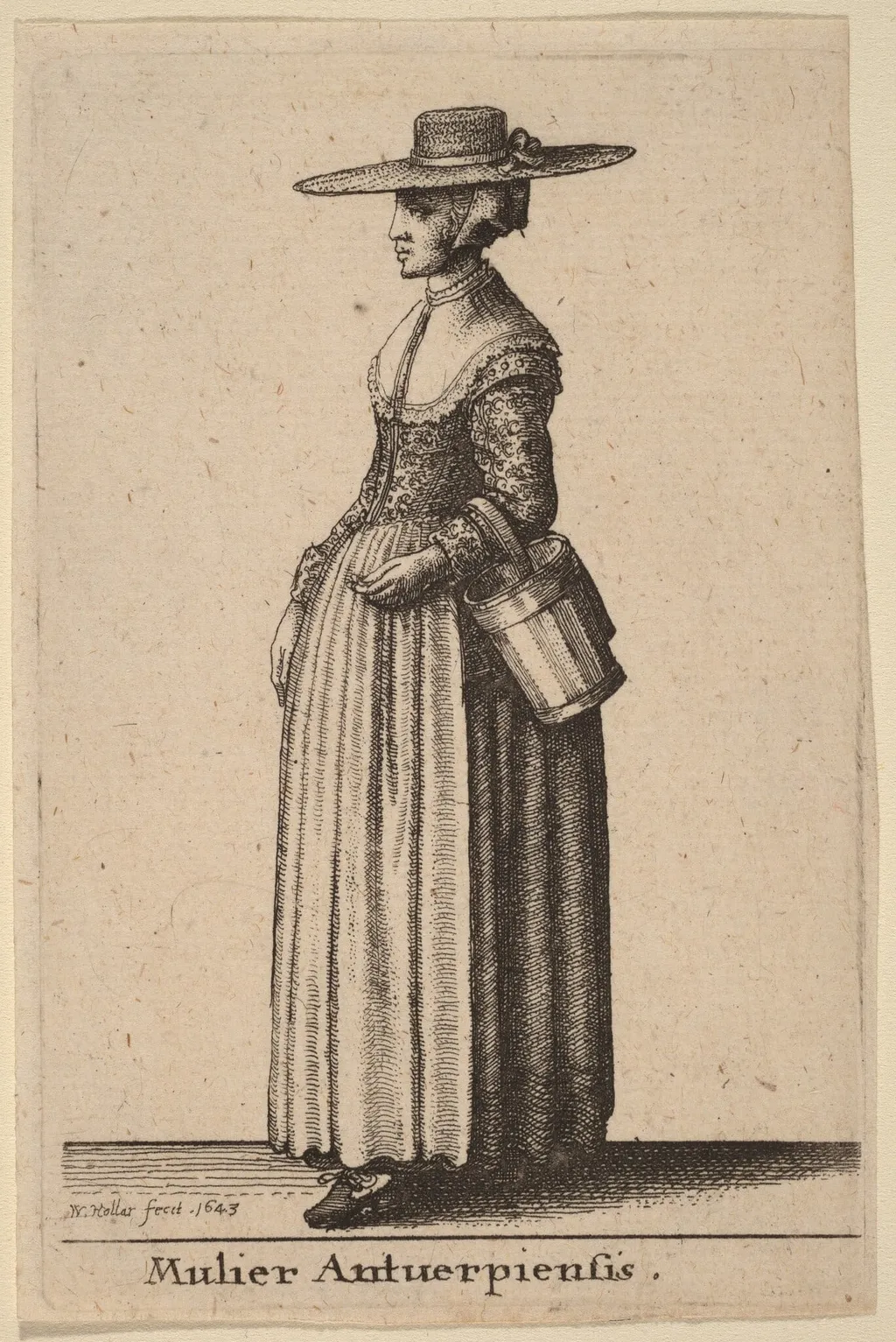 Mulier Antuerpiensis, by Wenceslaus Hollar, ink, 1643
