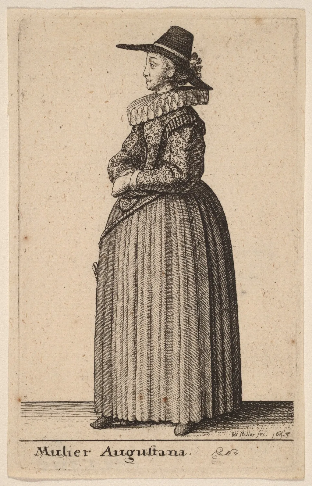 Mulier Augustana, by Wenceslaus Hollar, ink, 1643