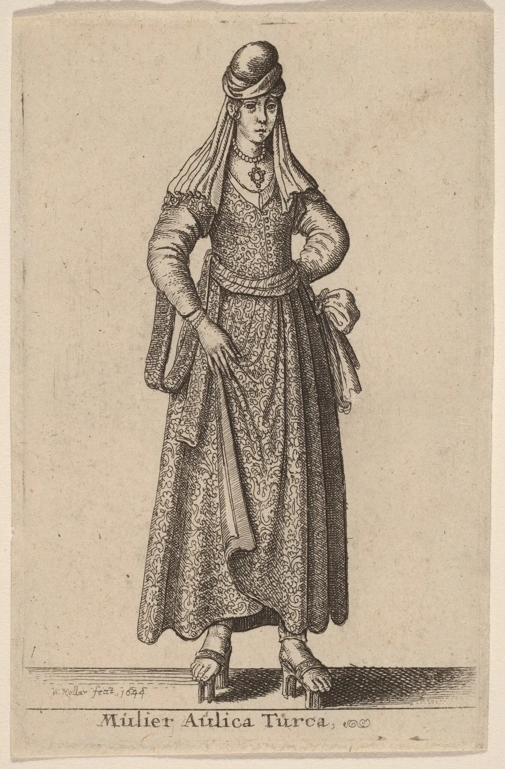Mulier Aulica Turca, by Wenceslaus Hollar, ink, 1644