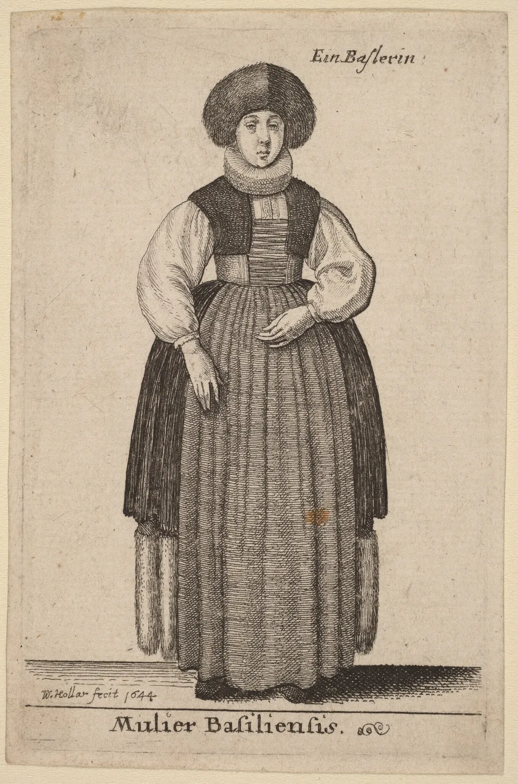 Mulier Basiliensis, by Wenceslaus Hollar, ink, 1644