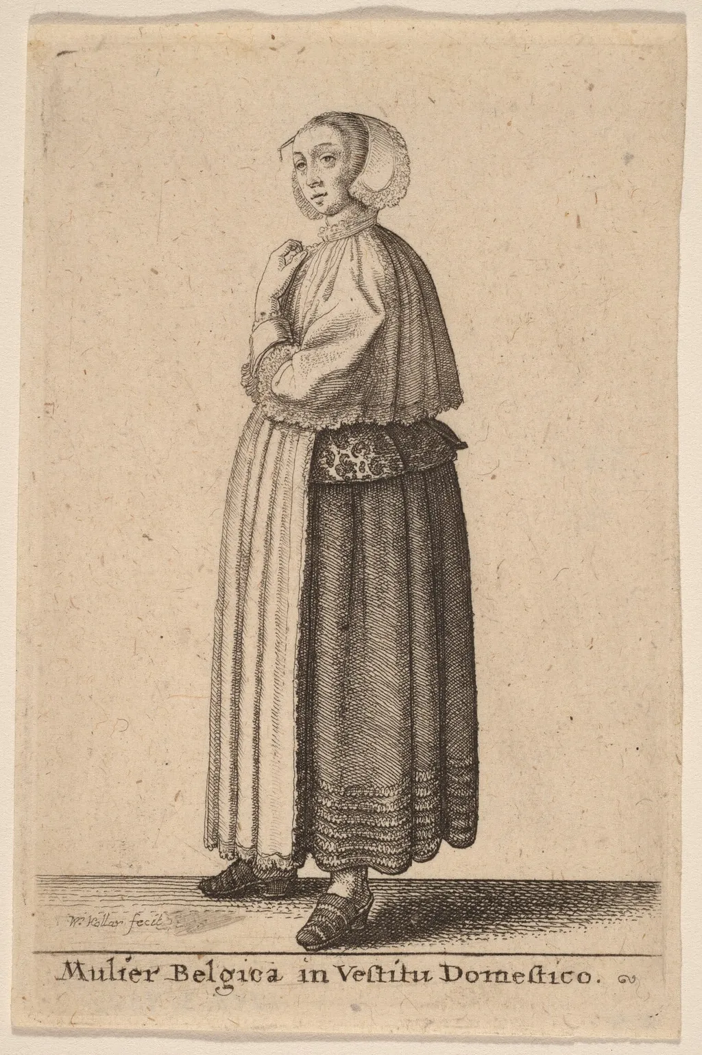 Mulier Belgica in Vestitu Domestico, by Wenceslaus Hollar, ink, 1643