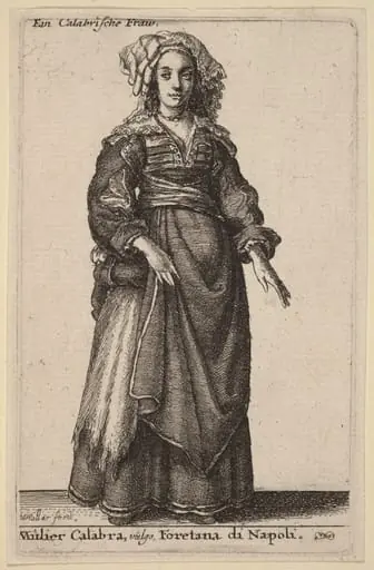 Mulier Calabra, Vulgo, Foretana di Napoli, by Wenceslaus Hollar