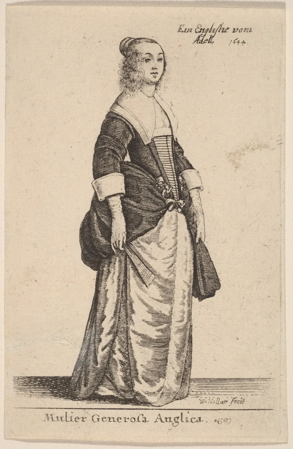 Mulier Generosa Anglica, by Wenceslaus Hollar, ink, 1644