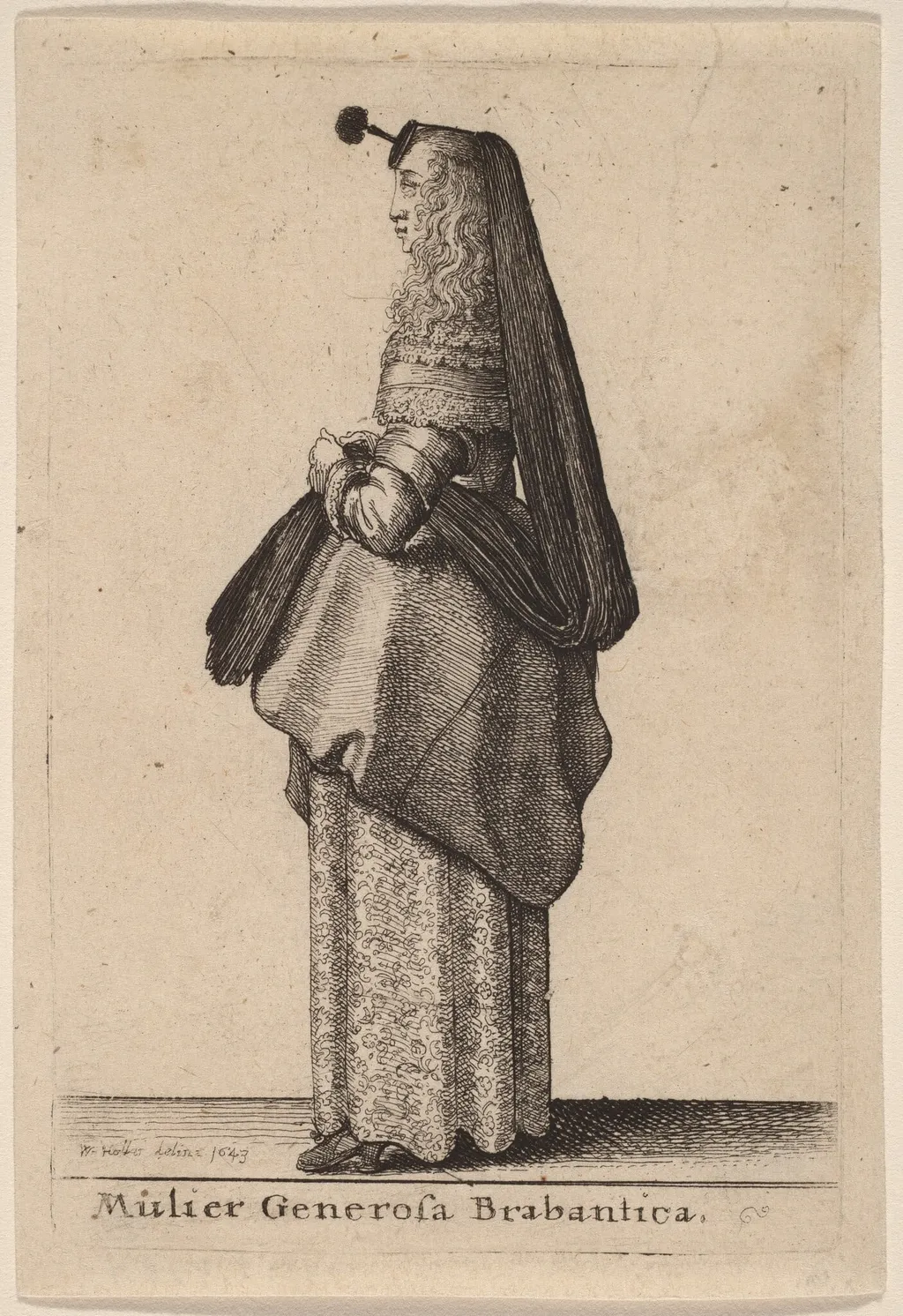 Mulier Generosa Brabantica, by Wenceslaus Hollar, ink, 1643