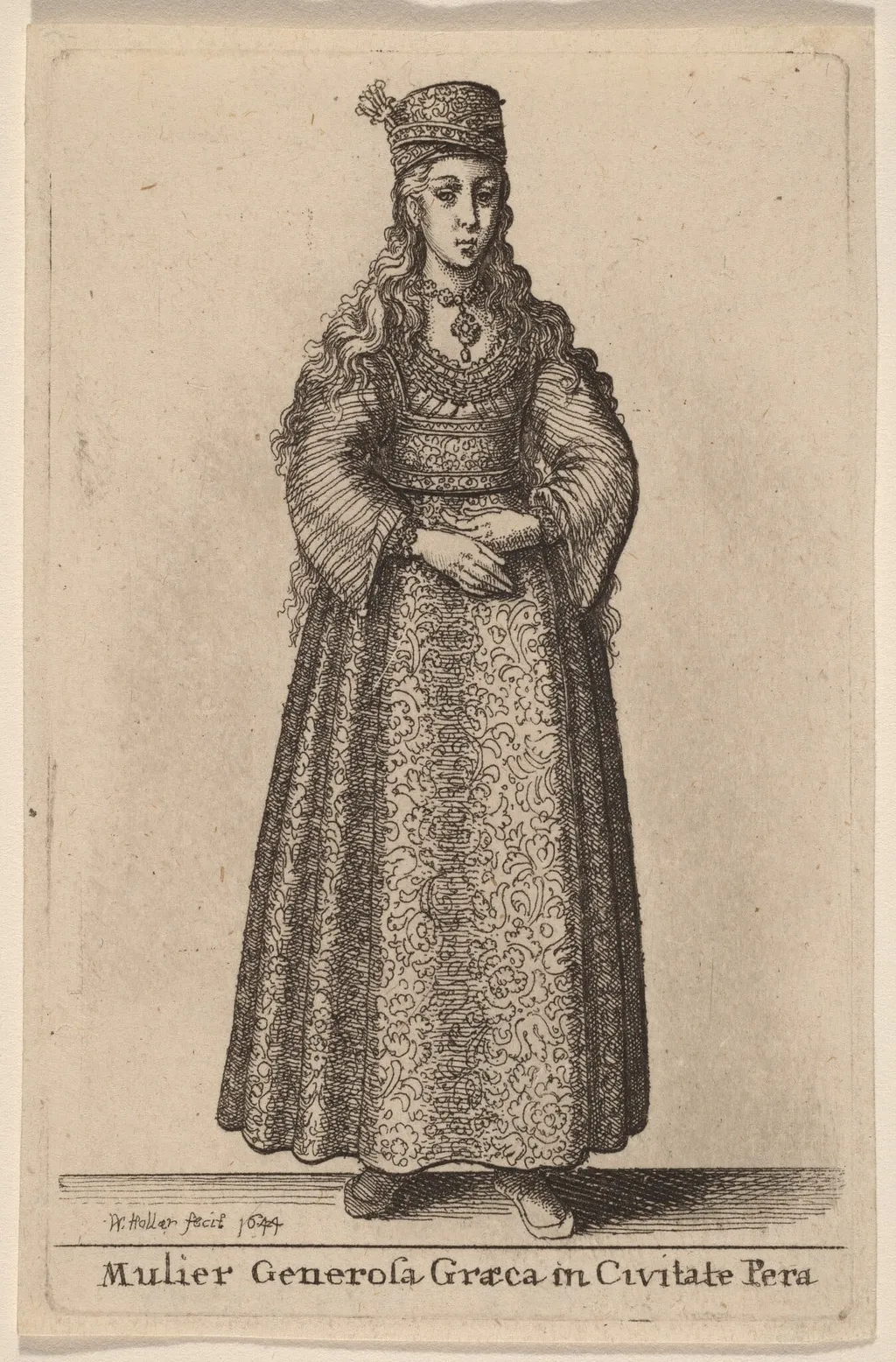 Mulier Generosa Graeca in Civitate Pera, by Wenceslaus Hollar, ink, 1644