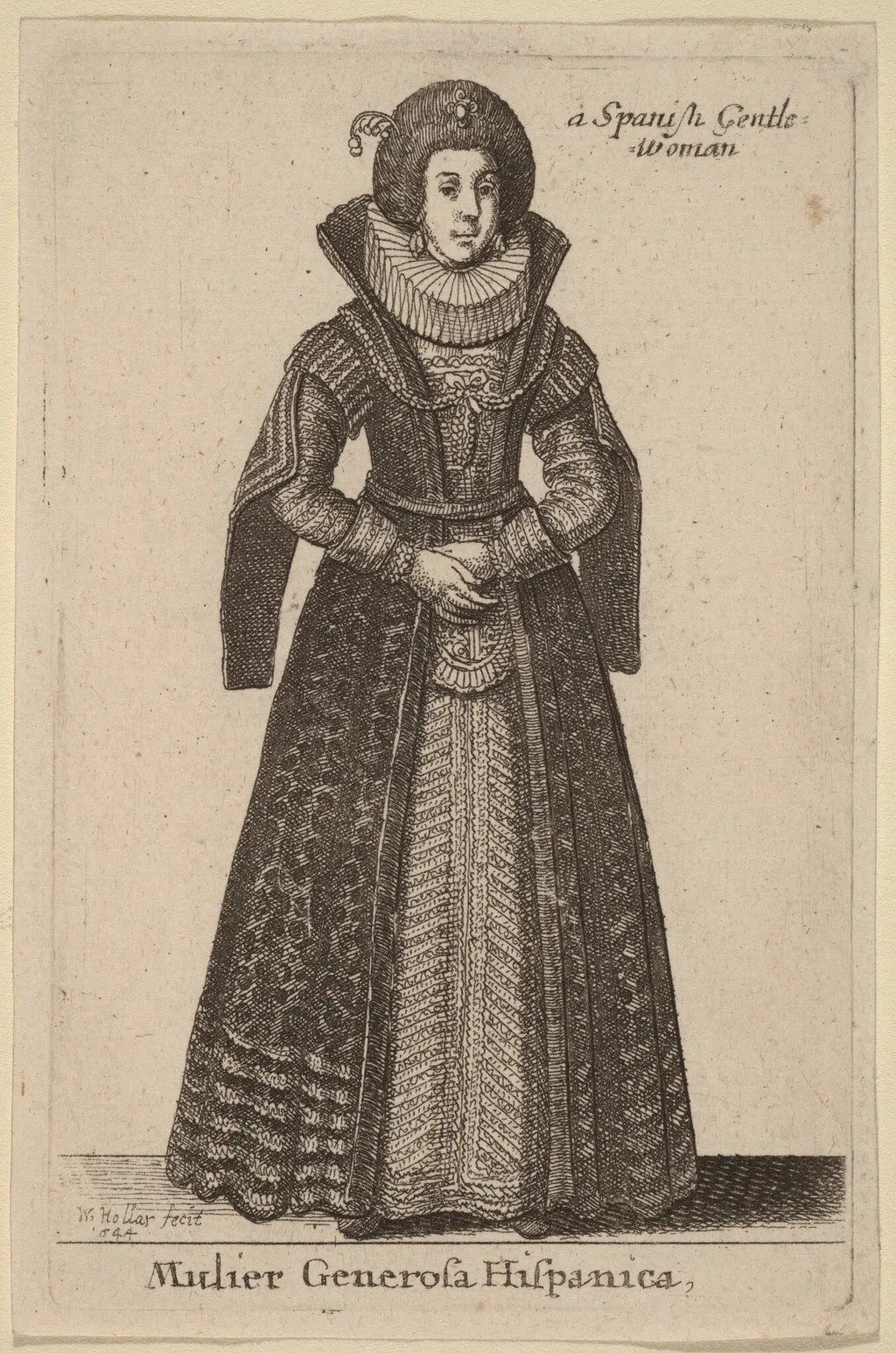 Mulier Generosa Hispanica (Spanish Gentlewoman), by Wenceslaus Hollar, ink, 1644