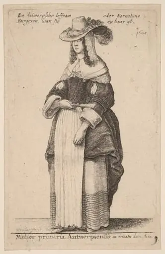 Mulier Primaria Antuerpiensis, in Ornatu Domestico, by Wenceslaus Hollar