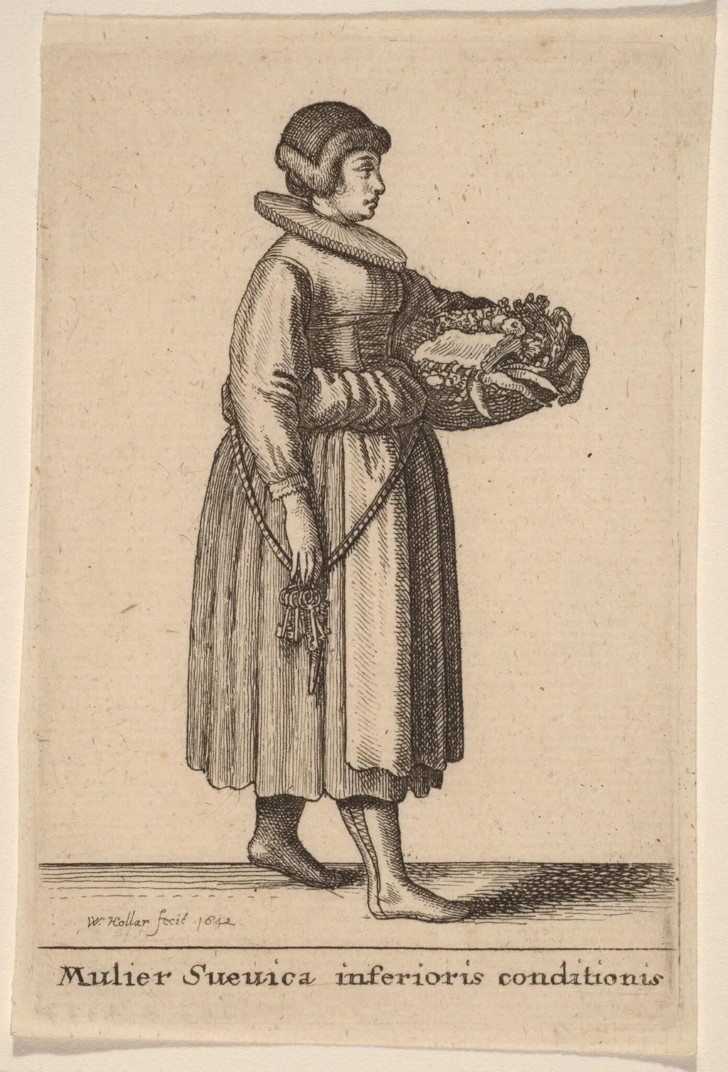 Mulier Svevica Inferioris Conditionis, by Wenceslaus Hollar, ink, 1642
