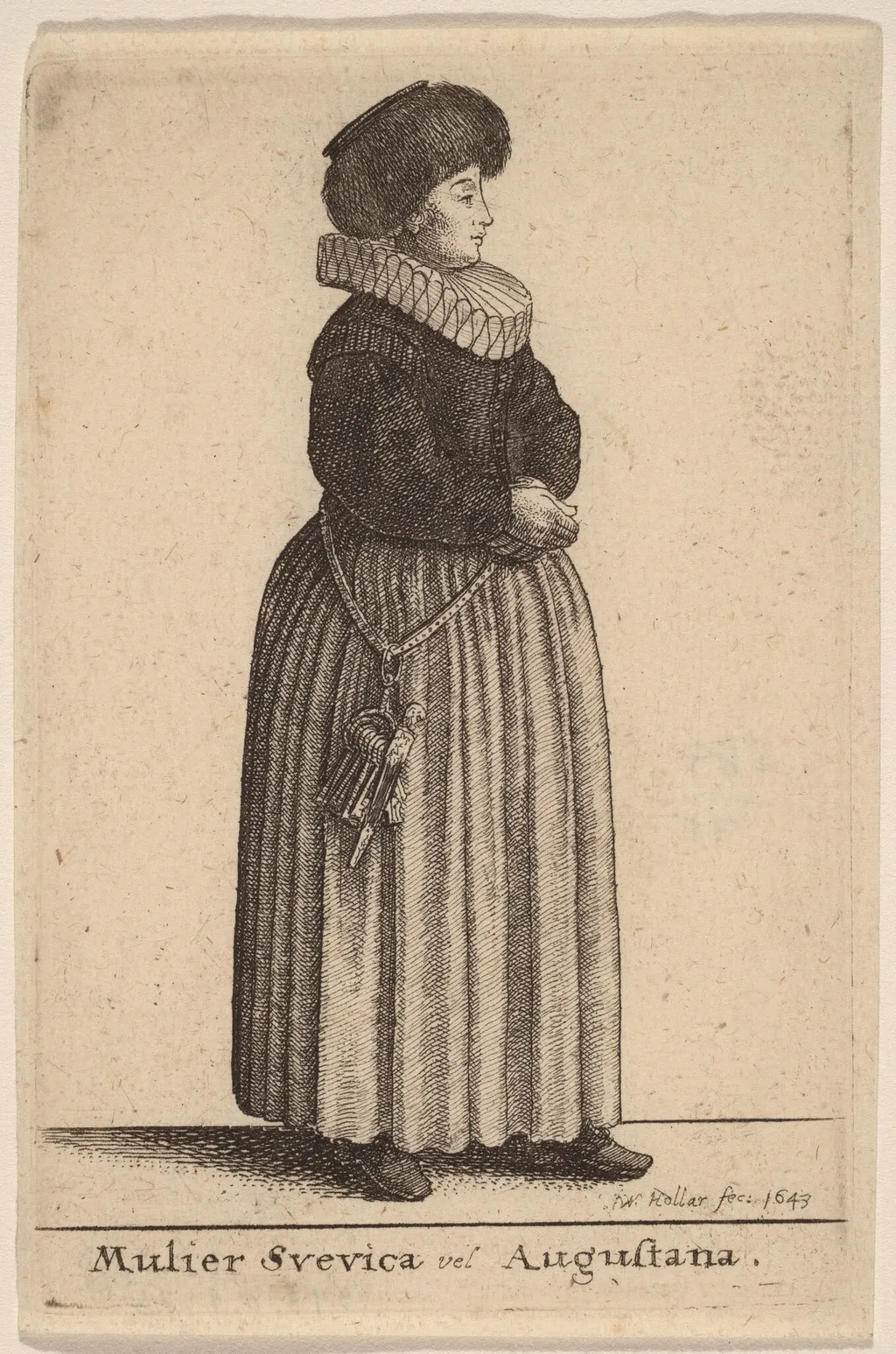 Mulier Svevica vel Augustana, by Wenceslaus Hollar, ink, 1643