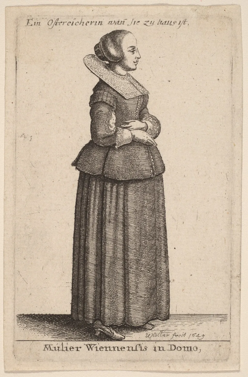 Mulier Wiennensis in Domo, by Wenceslaus Hollar, ink, 1649