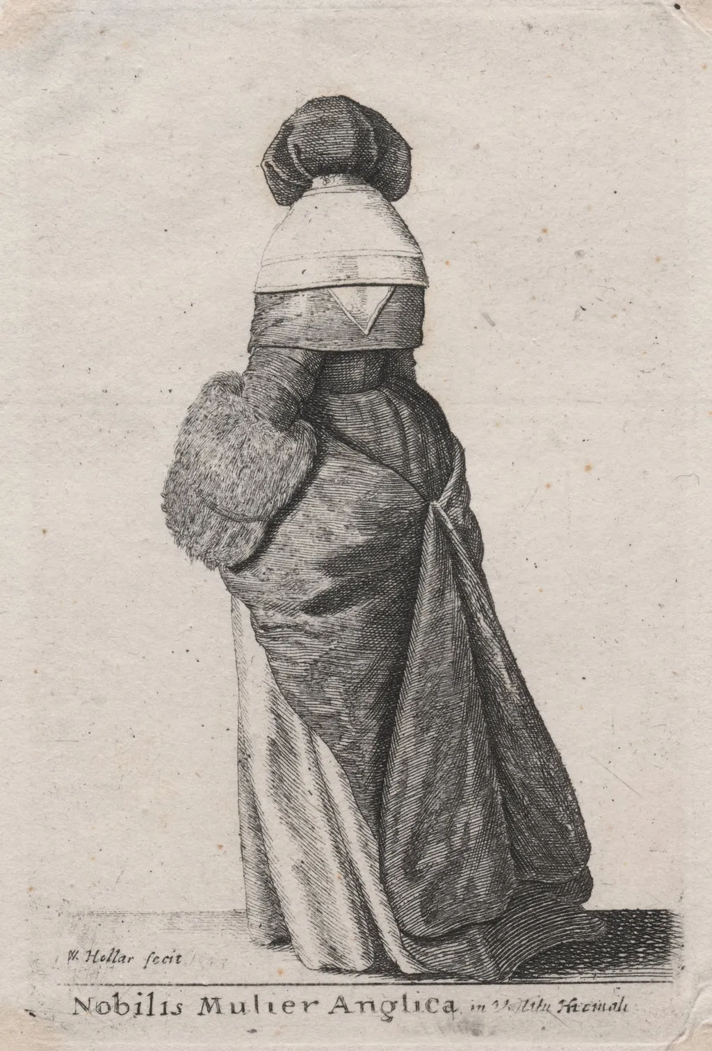 Nobilis Mulier Anglica in Vestitu Hiemali, by Wenceslaus Hollar, 1643