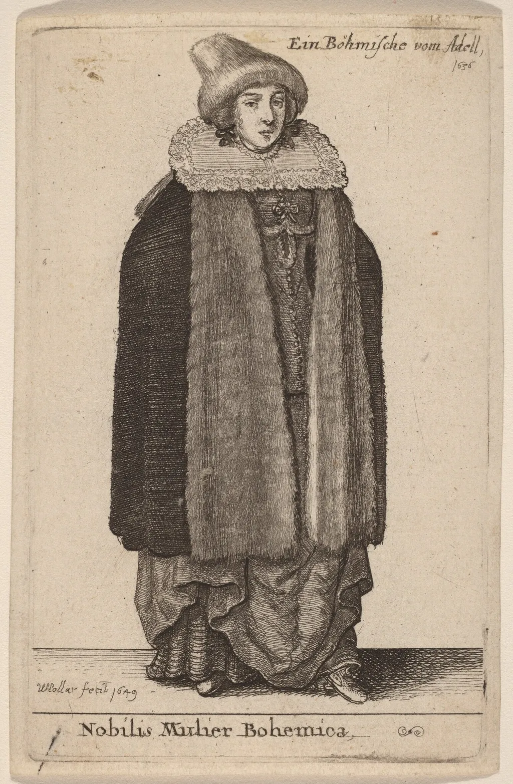 Nobilis Mulier Bohemica, by Wenceslaus Hollar, ink, 1649