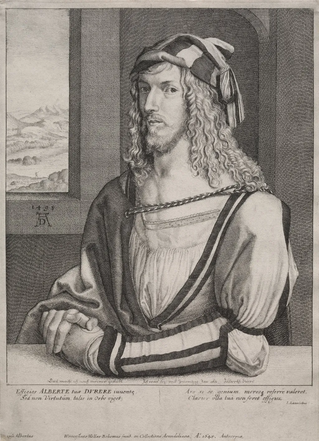 Portrait of Albrecht Dürer, at the age of 26, by Wenceslaus Hollar, 1645