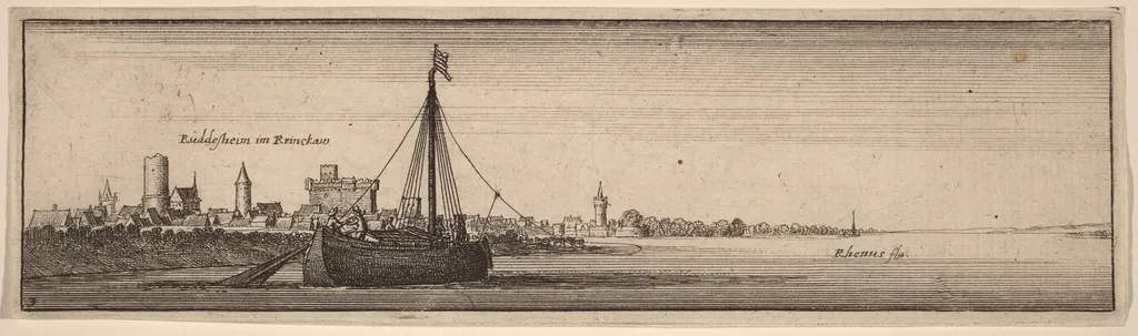 Rudesheim, by Wenceslaus Hollar, ink, 1634